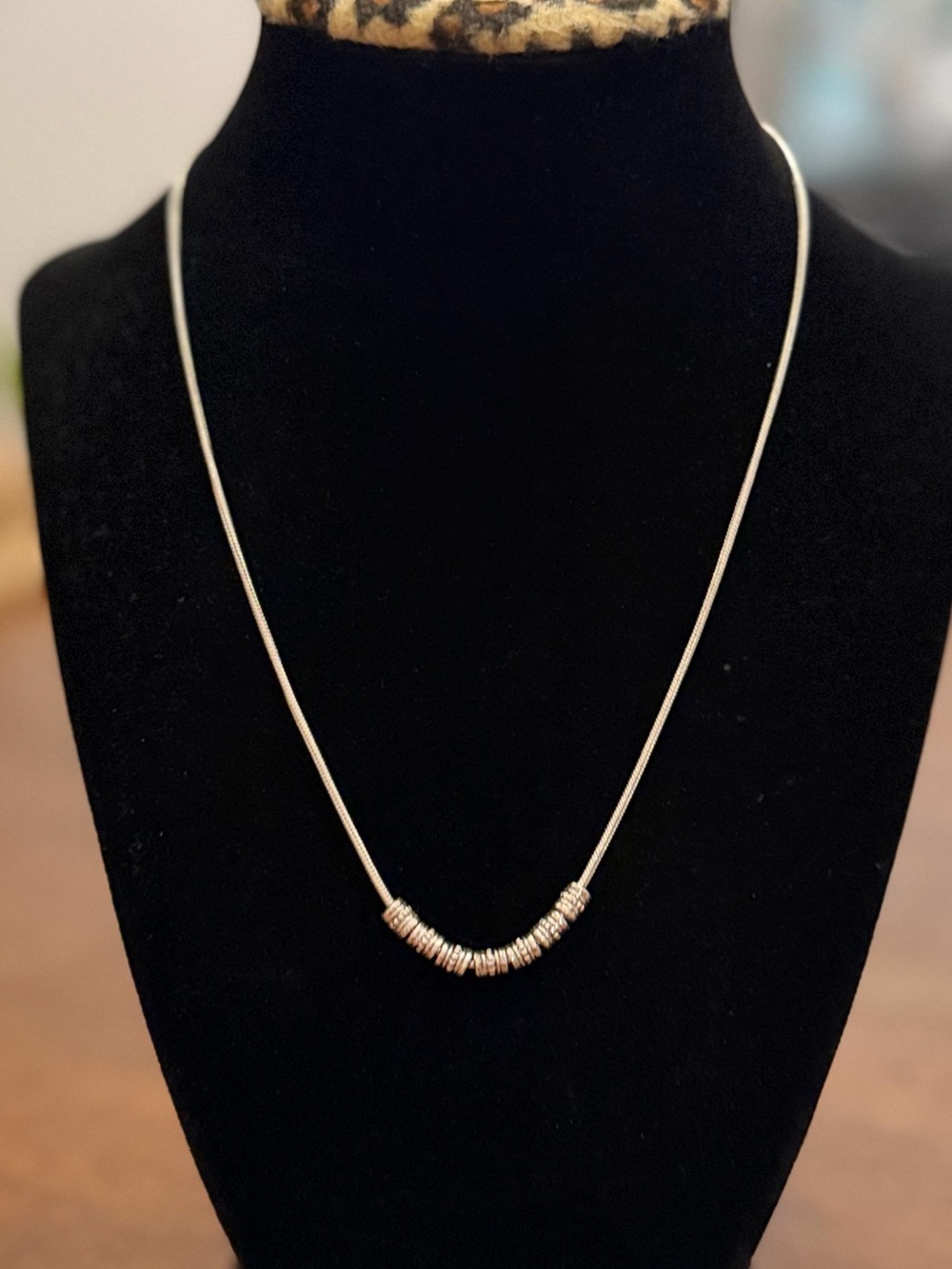 925 Sterling Silver Snake Chain Necklace – 17.5” – Ribbed Accent – 7.7g
